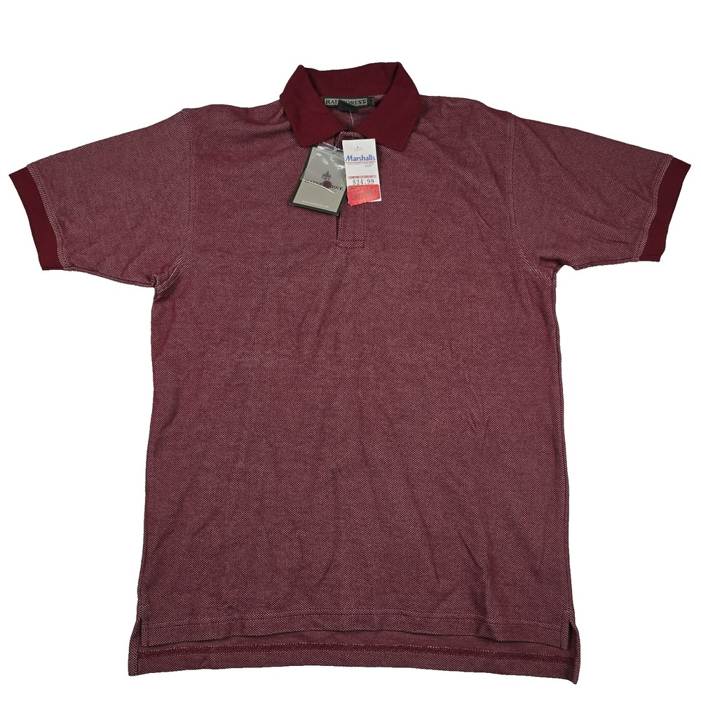 Rainforest Mens Pima Cotton Tencel Blend Polo Shirt Burgundy Maroon Size M NWT